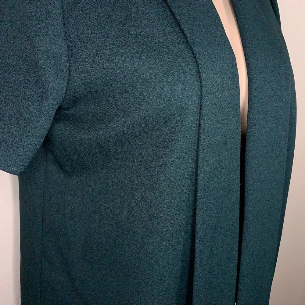 Vintage Petite 18 Jason Cody Deep Green Short Sleeve Shrug Blazer Top Open Front